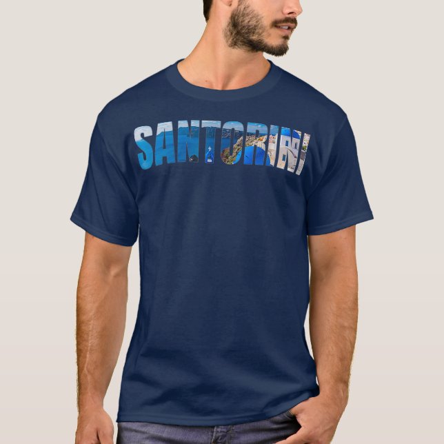 Santorini Grekiska ön Egeiska havet Grekland T Shirt (Framsida)