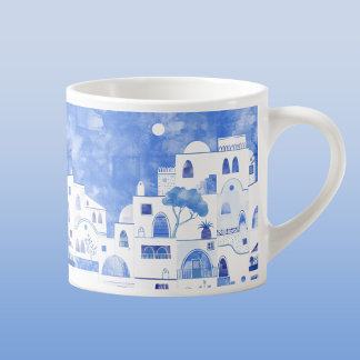 Santorini Grekiska ön Painting Espressomugg