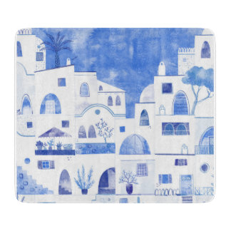 Santorini Grekiska ön Watercolor Townscape