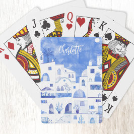 Santorini Grekiska Personligen Watercolor Casinokort