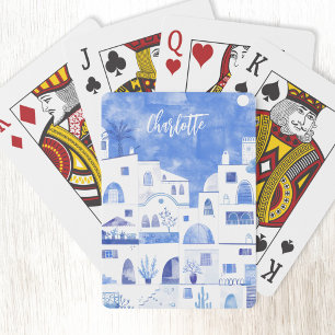 Santorini Grekiska Personligen Watercolor Casinokort