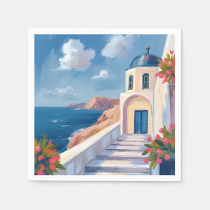 Santorini Grekland Akvarell Resa Pappersservett