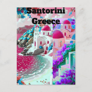 Santorini Grekland Akvarell Resa Postkort Europa Vykort