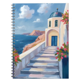 Santorini Grekland Akvarell Reskonst Anteckningsbok