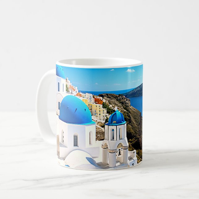 Santorini, Grekland Blue Domes Kaffemugg (Framsida vänster)