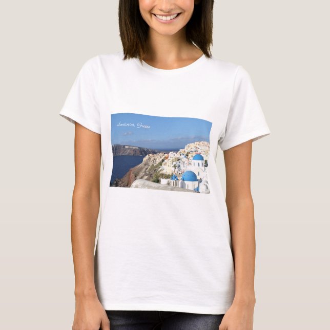 Santorini Grekland, by av Oia, fotografi T Shirt (Framsida)