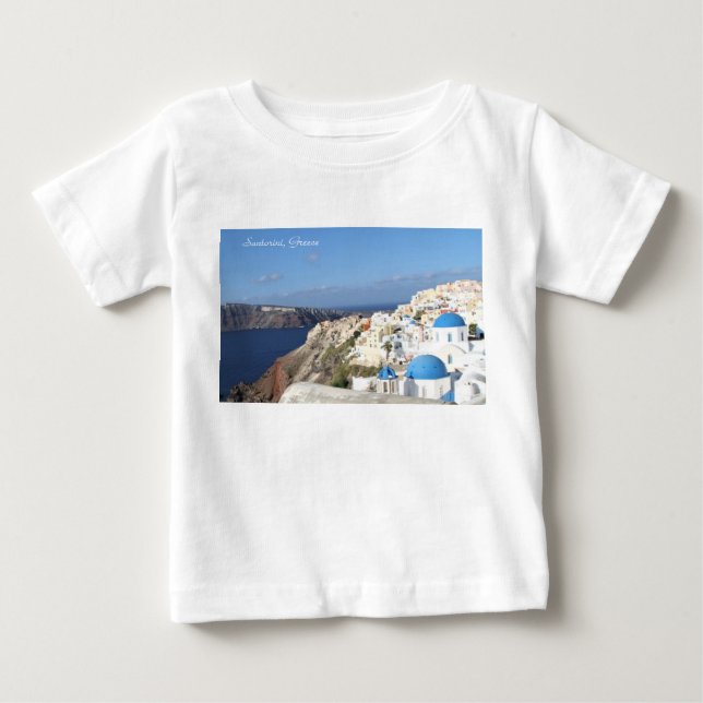 Santorini, Grekland, byn-Oia, fotografi, blå T Shirt (Framsida)