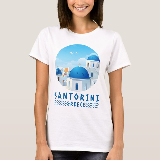 Santorini, Grekland Damvit T Shirt (Framsida)