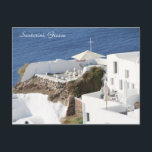 Santorini, Grekland, Fotografi, Vykort<br><div class="desc">Högupplöst fotografi av kusten och vitmålade byggnader på ön Santorini Grekland.  Besök Zazzle-butiken Carolina Photo To Go för andra produkter och fotografering.</div>