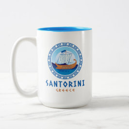 Santorini, Grekland Greek Ship Design Två-Tonad Mugg