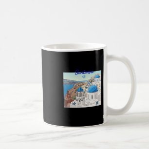 Santorini Grekland Grekisk Flagga Semester Konst B Kaffemugg