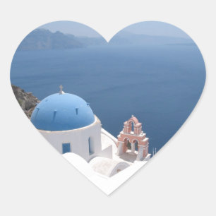 Santorini Grekland Hjärtformat Klistermärke