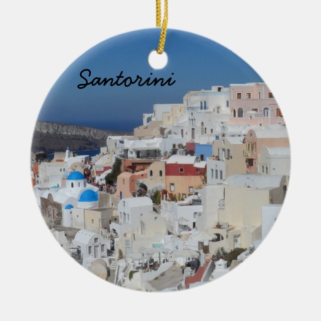 Santorini Grekland Julgransprydnad Keramik (Framsidan)