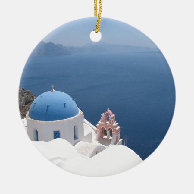 Santorini Grekland Julgransprydnad Keramik (Framsidan)