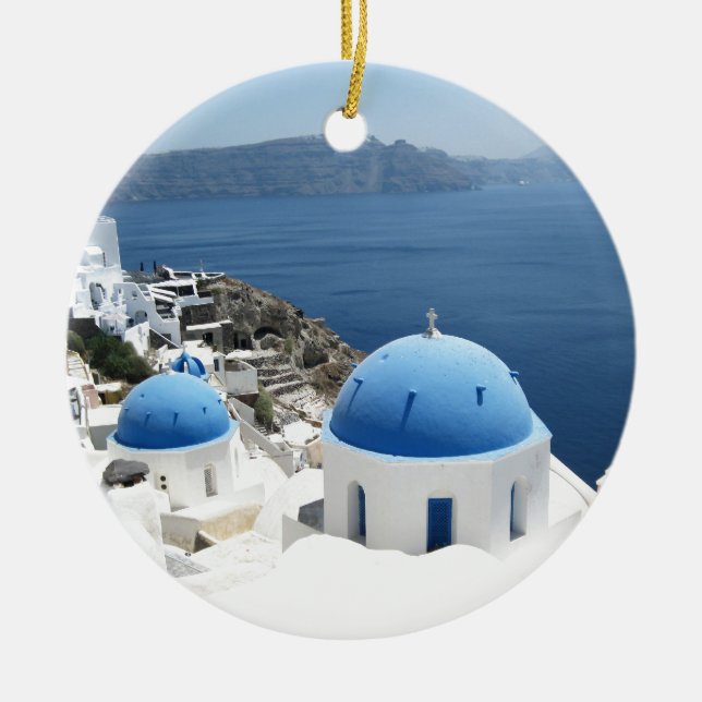 Santorini Grekland Julgransprydnad Keramik (Framsidan)