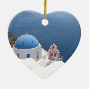 Santorini Grekland Julgransprydnad Keramik