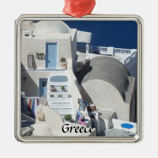 Santorini Grekland Julgransprydnad Metall (Framsidan)