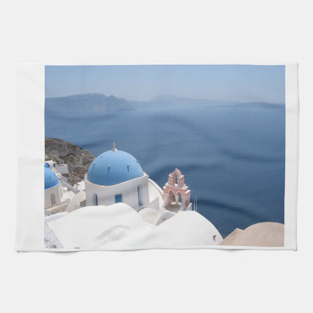 Santorini Grekland Kökshandduk (Horisontell)