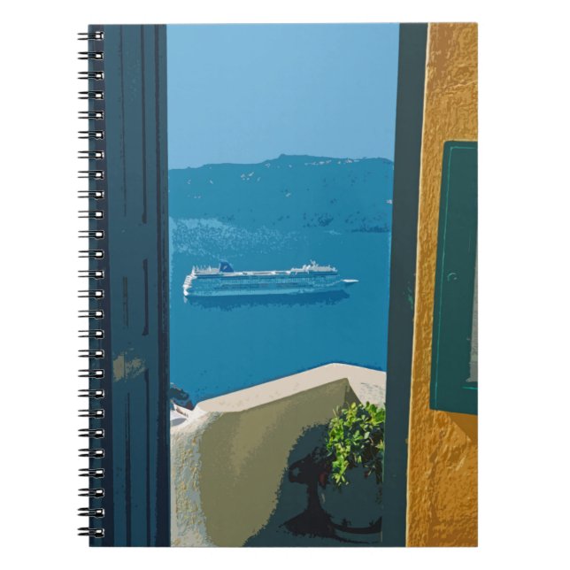 Santorini, Grekland kryssningsfartyg Anteckningsbok (Framsidan)