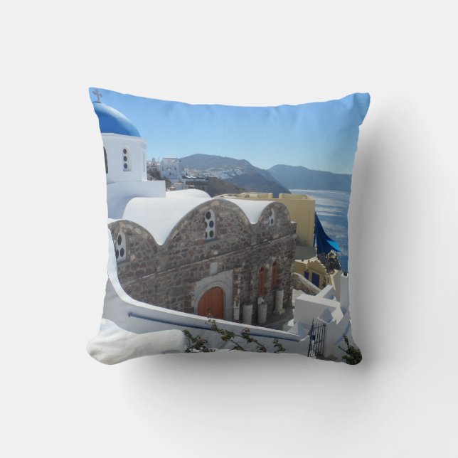 Santorini Grekland Kudde (Framsida)