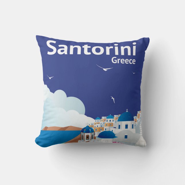 Santorini Grekland Kudde (Framsida)