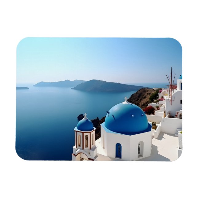 Santorini Grekland Magnet (Horisontell)