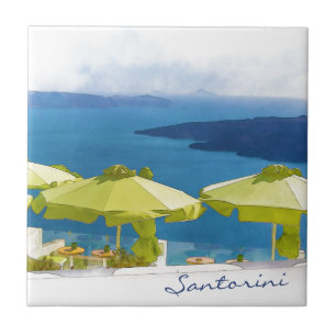 Santorini Grekland måla Kakelplatta