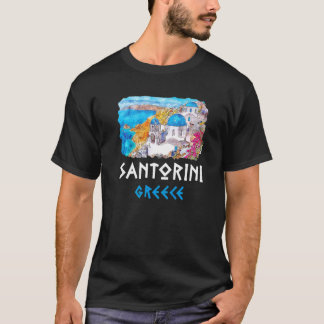 Santorini Grekland Målning Minnesgåva T Shirt