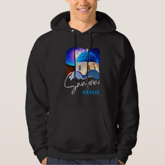 Santorini Grekland Målning Resa Souvenir För Män  Hoodie