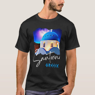 Santorini Grekland Målning Resa Souvenir För Män  T Shirt