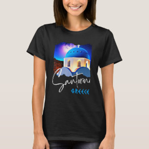 Santorini Grekland Målning Resa Souvenir För Män T Shirt