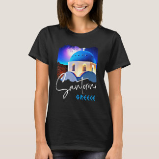 Santorini Grekland Målning Resa Souvenir För Män  T Shirt