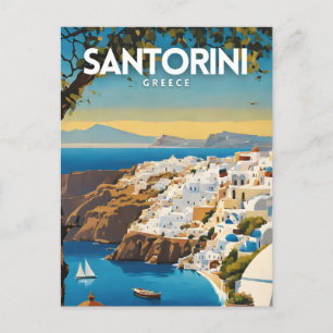 Santorini Grekland Nostalgisk Resa Vykort
