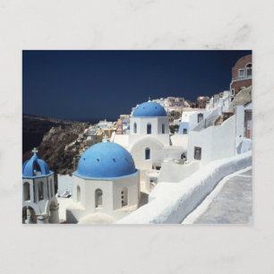 Santorini Grekland Ö Solig Postkort Vykort