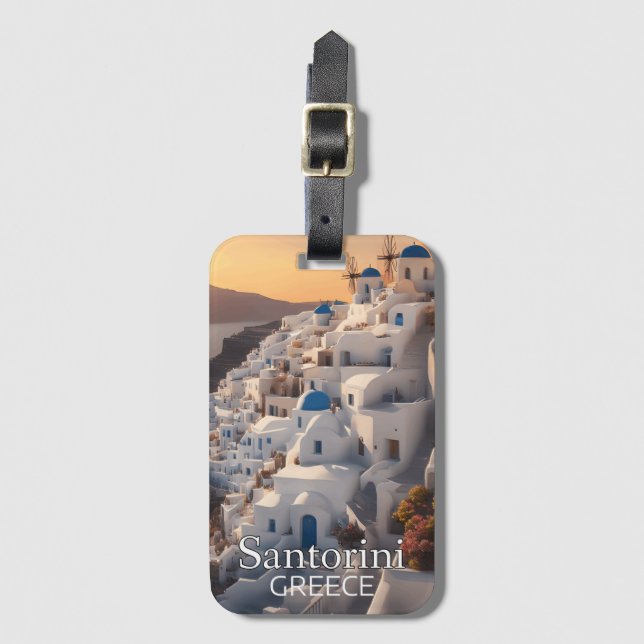 Santorini, Grekland: Oförlåtlig Vacation Paradise Bagagebricka (Framsida vertikal)