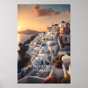 Santorini, Grekland: Oförlåtlig Vacation Paradise Poster