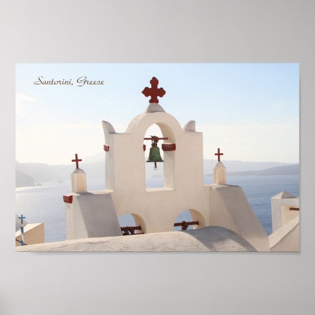 Santorini, Grekland, Oia, kyrka, fotografi Poster (Framsidan)