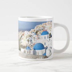 Santorini, Grekland, Oia, Mugg, White, Blue Jumbo Mugg