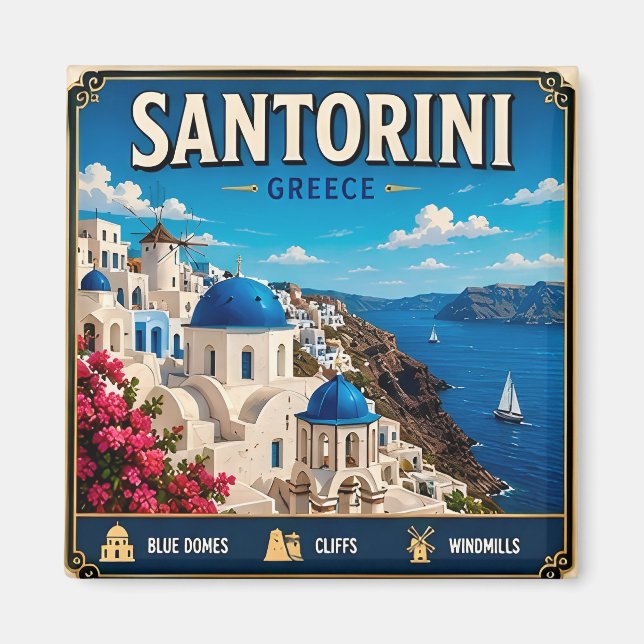 🏝️ Santorini Grekland Öresminnepresent för resenä Magnet (Framsidan)
