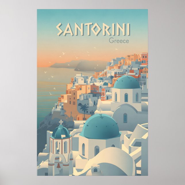 Santorini Grekland Resa Poster (Framsidan)