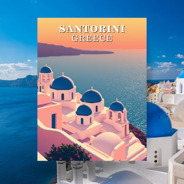 Santorini Grekland Resa vykort (Santorini Greece Travel Postcard)