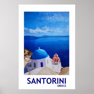Santorini Grekland - Retro Stil Poster II