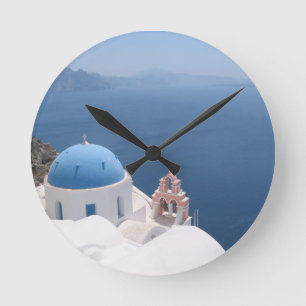 Santorini Grekland Rund Klocka