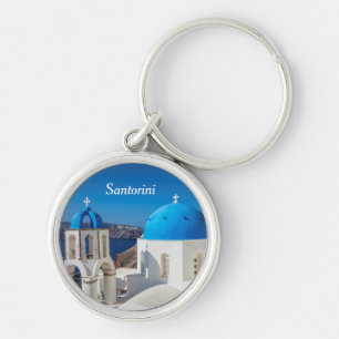 Santorini, Grekland Rund Silverfärgad Nyckelring