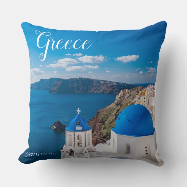 Santorini Grekland Scenisk Dekor  Kudde (Framsida)
