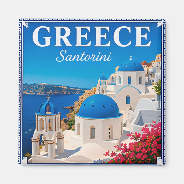 💙 Santorini Grekland Semester Minne Magnet (Framsidan)