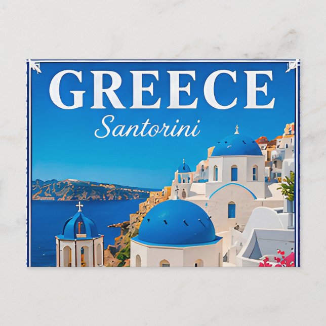 💙 Santorini Grekland Semesteröminne Vykort (Framsida)