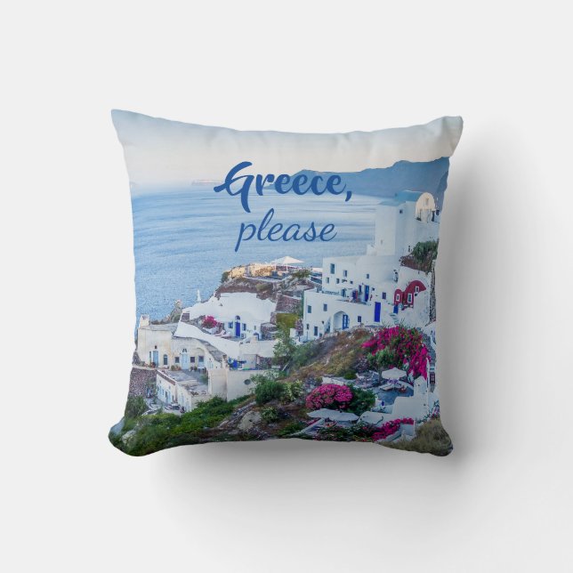 Santorini/Grekland Snälla/Personlig Kudde (Framsida)