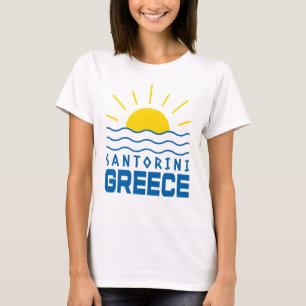 Santorini Grekland Solsken Och Havsvågor Dam T Shirt