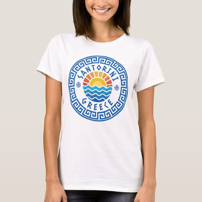 Santorini, Grekland - Solskin och havskvinnor T Shirt (Framsida)